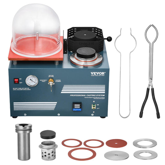 Vacuum Investing Casting Machine with Melting Furnace, Convenient Oil Injection Port, Precision Pressure Gauge, All-in-One Machine for Casting Jewelry and Melting Scrap, Silver, Gold, Copper