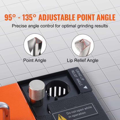 Drill Bits Sharpener, MR-13A End Mill Grinder Sharpener 3-13mm, 95° to 135° Point Angle Adjustable Drill Bit Re-Sharpener, Portable Bits Sharpening Machine with 11 Collets, CBN Wheel for HSS