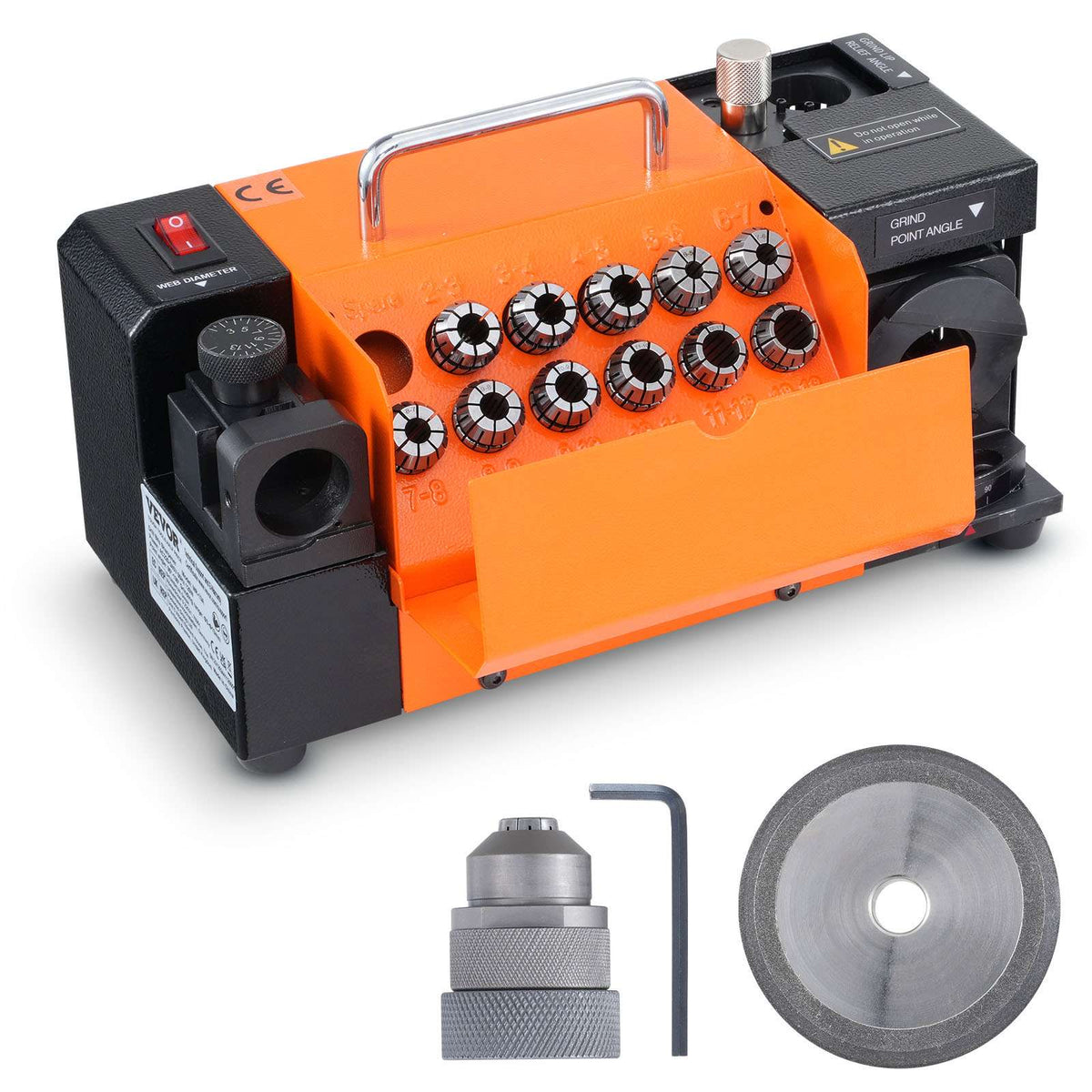Drill Bits Sharpener, MR-13A End Mill Grinder Sharpener 3-13mm, 95° to 135° Point Angle Adjustable Drill Bit Re-Sharpener, Portable Bits Sharpening Machine with 11 Collets, CBN Wheel for HSS