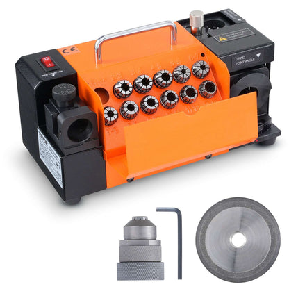 Drill Bits Sharpener, MR-13A End Mill Grinder Sharpener 3-13mm, 95° to 135° Point Angle Adjustable Drill Bit Re-Sharpener, Portable Bits Sharpening Machine with 11 Collets, CBN Wheel for HSS